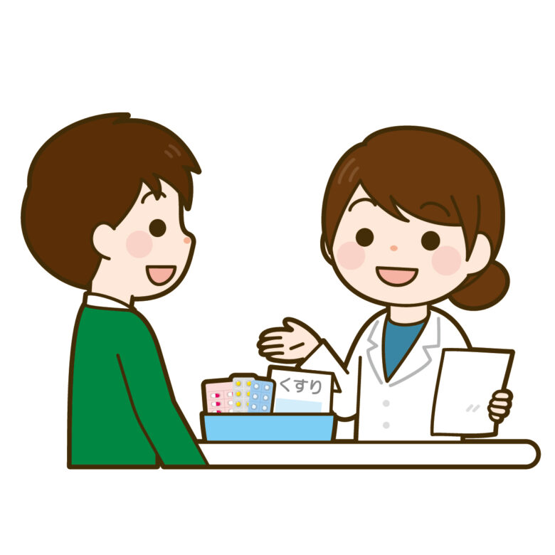 薬剤師　投薬する女性