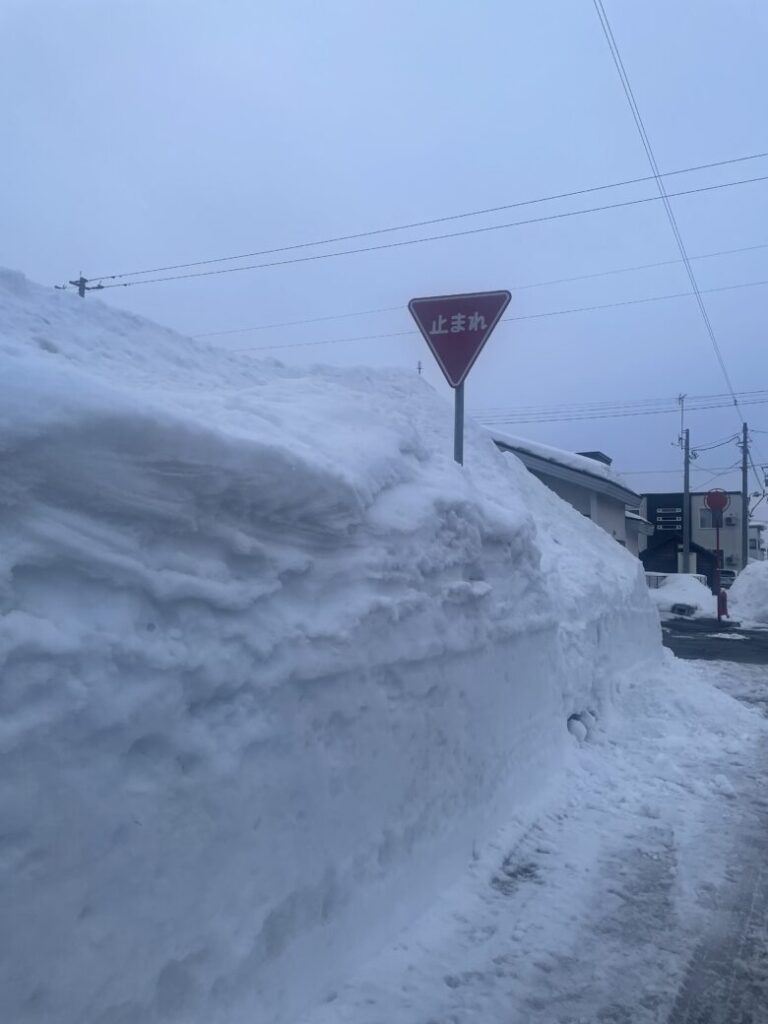 旭川の雪景色　道路標識が埋まる